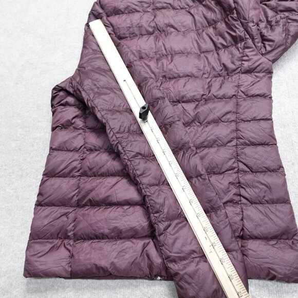 Uniqlo Womens Jacket Medium Red Burgundy Zip Down Filled Puffer - Picture 7 of 10